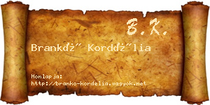 Brankó Kordélia névjegykártya
